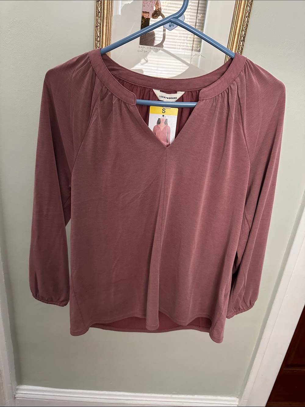 Lucky Brand Mauve Split-Neck Long Sleeve Tunic